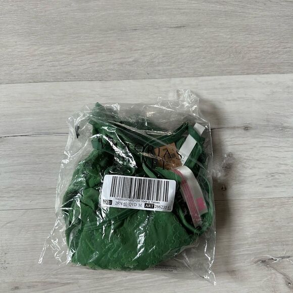 VICTORIA SECRET PINK BRALETTES & BRA TOP FLOCKED MESH BRALETTE FOREST PINE M NWT - Picture 5 of 7